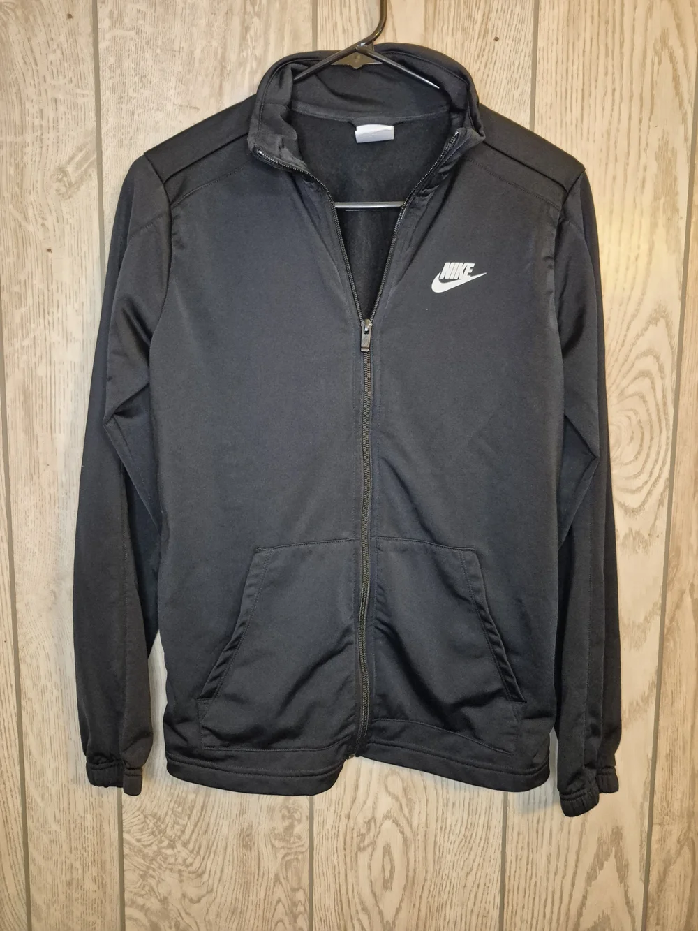 Nike Black Full-Zip Kids (Unisex) Jacket with White Swoosh - Picture 1 of 7